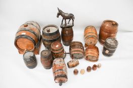 A collection of assorted small coopered barrels, etc.