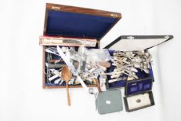 A quantity of assorted vintage flatware. Including boxes, etc.