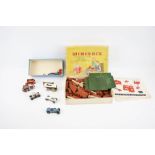 A collection of vintage Lesney diecast vehicles and a No. 3 Minibrix set.