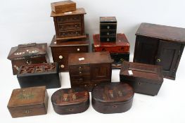 A collection of assorted 19th century and later boxes and tea caddies.
