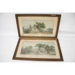 Two 19th century landscape prints, driving cattle and driving Sheep. Each 32 .