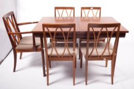 Vintage / Retro : G-plan Red extending teak dining table and five chairs.