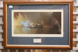 A framed and Spitfire print by Brian A F Dark Condition Report: Overall the print