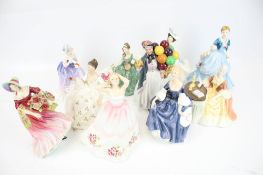 A collection of ten mainly Royal Doulton figures of ladies.