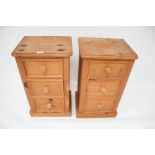 A pair of pine bedside tables.