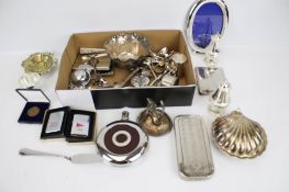 A collection of assorted silver plated items.