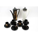 A Portmeirion five piece coffee service and an additional coffee pot.