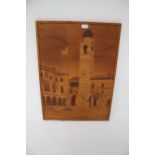 A vintage marquetry wooden picture.