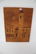 A vintage marquetry wooden picture.