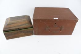 Two wooden boxes, one containing cards and bibles.
