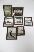Seven assorted vintage advertising wall mirrors. Including 'Vogue', 'Pepsi-Cola', etc.