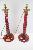 Pair of contemporary glass table lamps.