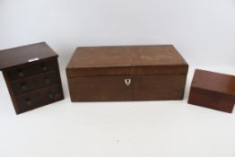 A collection of three early 20th century assorted wooden boxes.