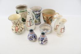 A collection of assorted mid-century pottery. Including Collard Honiton jug and vase, etc. Max.