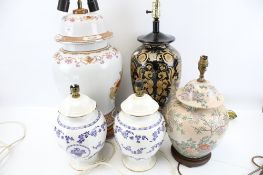 Five contemporary oriental lamp bases.