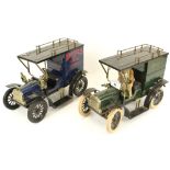 Two modern painted tin plate models of vintage commercial vehicles.
