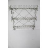 A vintage wirework frame three tier wall shelf.