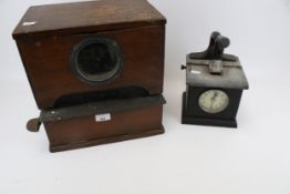 Two vintage clocking-in machines. One by 'Blick Universal', S/N H5155, etc. Max.