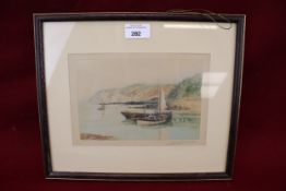 Henry Walker, soft ground coloured etching 'Fishing boat Devon coast',