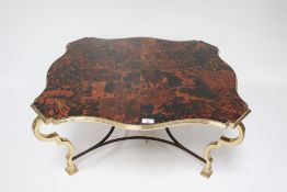 A contemporary gilt metal framed coffee table.
