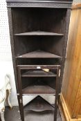 An ebonised Edwardian floor standing corner cabinet.