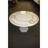 A contemporary white marble inlaid centre table.