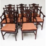 A set of eight contemporary Regency style open arm chairs.
