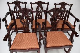 A set of five contemporary Regency style open armchairs.
