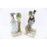 Two Capodimonte porcelain figures. A 'Gentleman' and a 'Lady' by Fornirli, max.