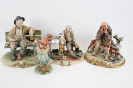 A collection of four assorted Capodimonte figures. Max.