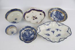 A collection of assorted 19th century blue and white ceramics.