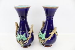 Pair of Sarreguemines majolica '229' vases.