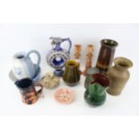 A group of eleven assorted 20th century studio art pottery.
