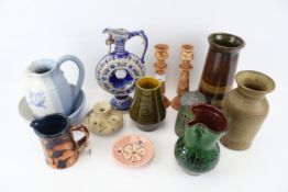 A group of eleven assorted 20th century studio art pottery.