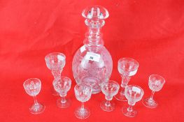 A collection of engraved glassware.