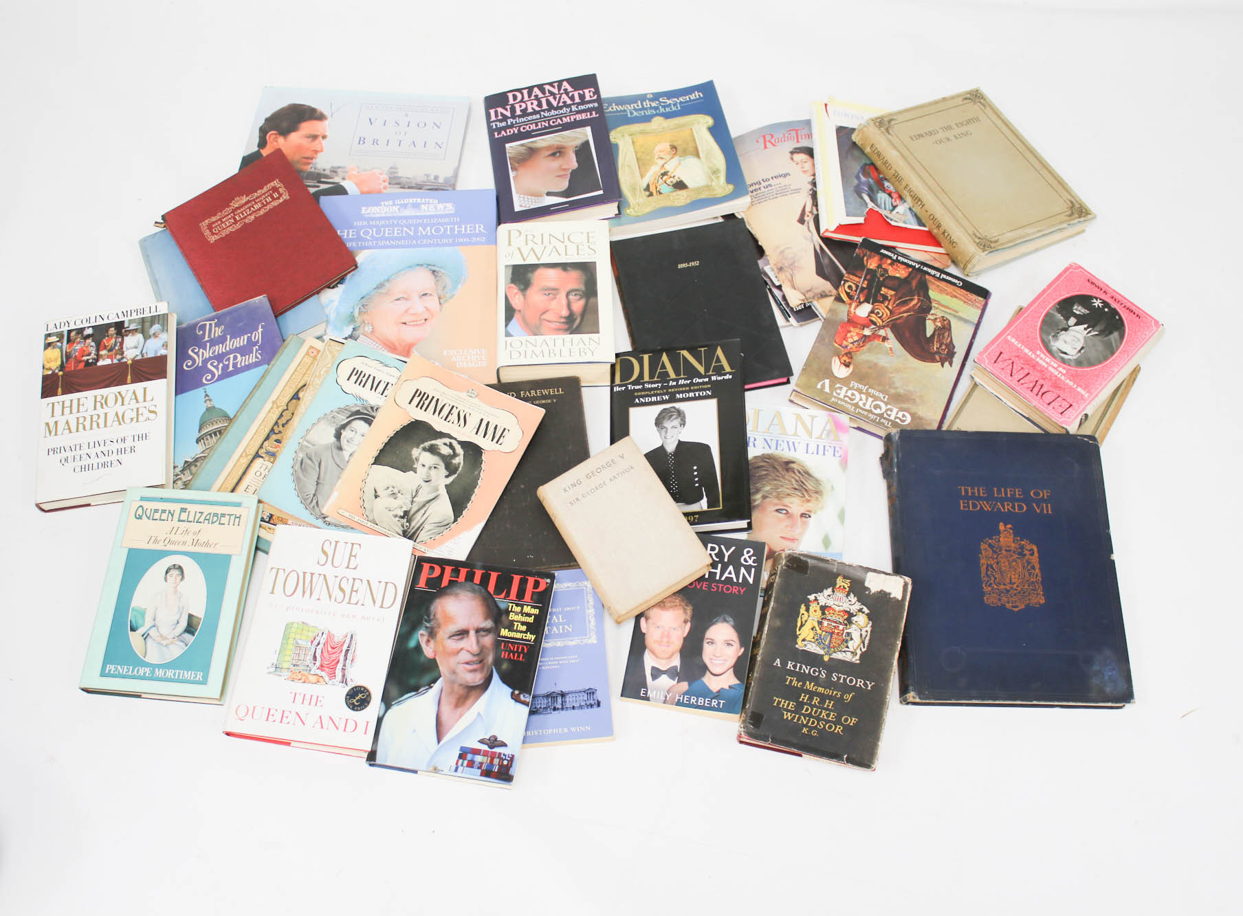 A collection of early 20th century and later books regarding the British Royal Family.