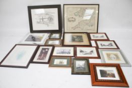 An assortment of prints and photographs. Depicting vehicles, botanical pictures, etc.