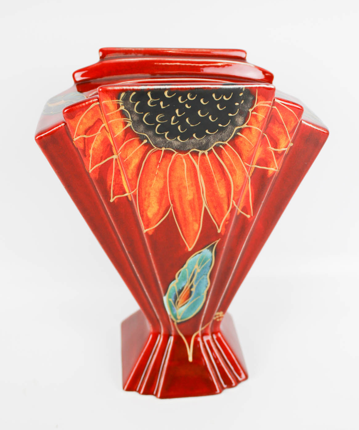 A signed Anita Harris art pottery 'Fan' vase. Tribute to Van Gogh, H20.