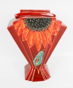 A signed Anita Harris art pottery 'Fan' vase. Tribute to Van Gogh, H20.