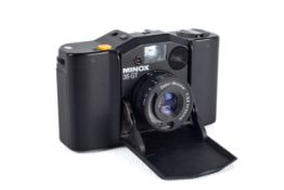 A Minox 35 GT 35mm camera. With a 35mm f2.8 Color-Minotar lens.