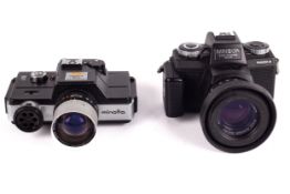 Two Minolta 110 Zoom SLR sub-miniature cameras. To include a Mark I with a 25-50mm f4.