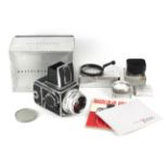 A Hasselblad 500c 6x6 medium format SLR camera, chrome, 1968. Serial Number TR 79064.