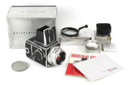 A Hasselblad 500c 6x6 medium format SLR camera, chrome, 1968. Serial Number TR 79064.