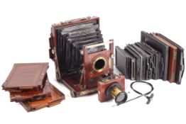 A Thornton Pickard antique large format plate camera. With a brass lens marked W.