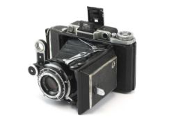 A Mockba Moscow 2 6x9 medium format folding rangefinder camera. With a 110mm 1:4.