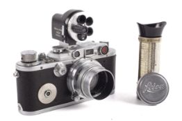 A Leica IIIa 35mm rangefinder camera. Chrome, 1936, Serial Number 195332.