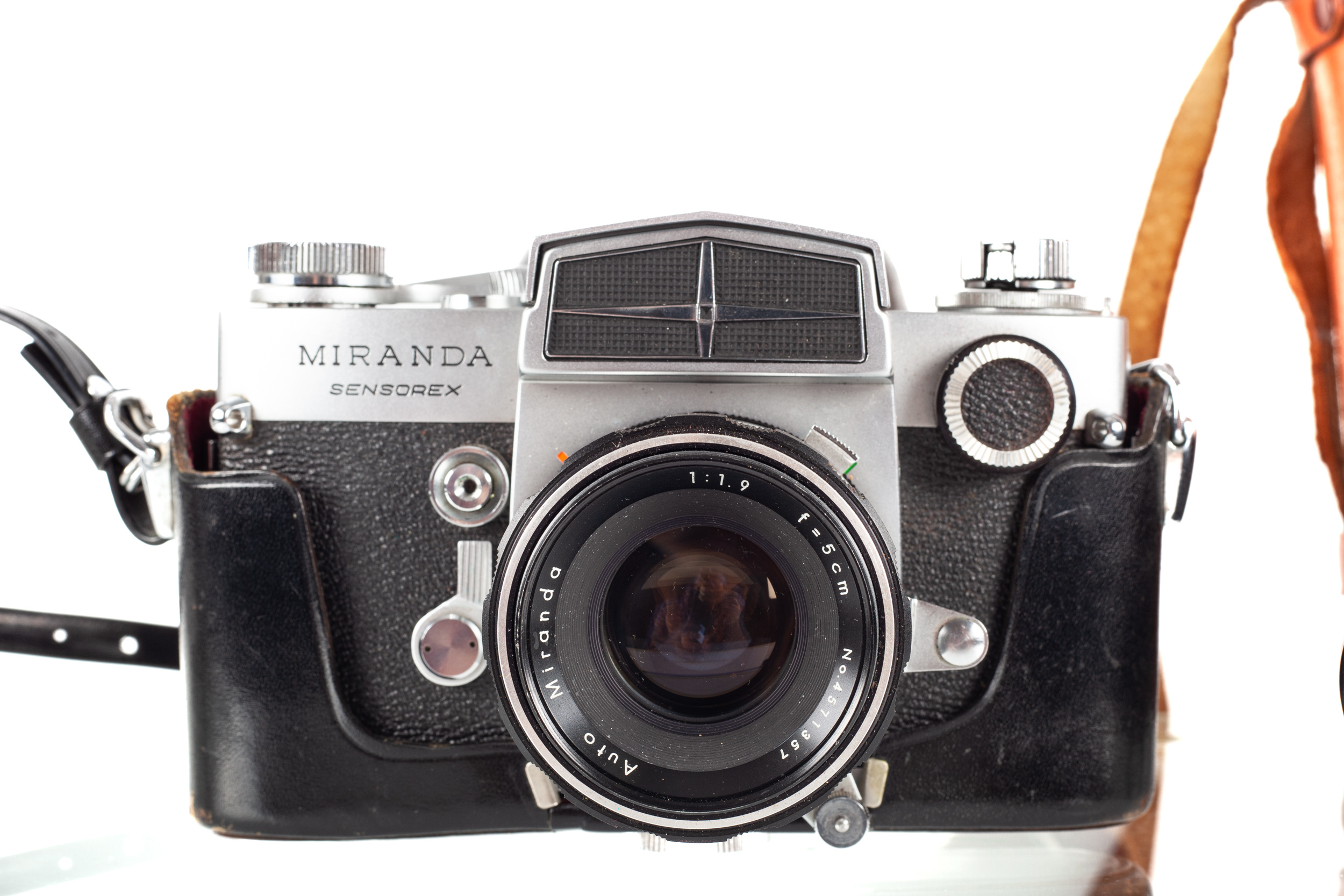 A Miranda Sensorex 35mm SLR camera. With a 50mm f1.9 lens and ever ready case. - Image 2 of 4