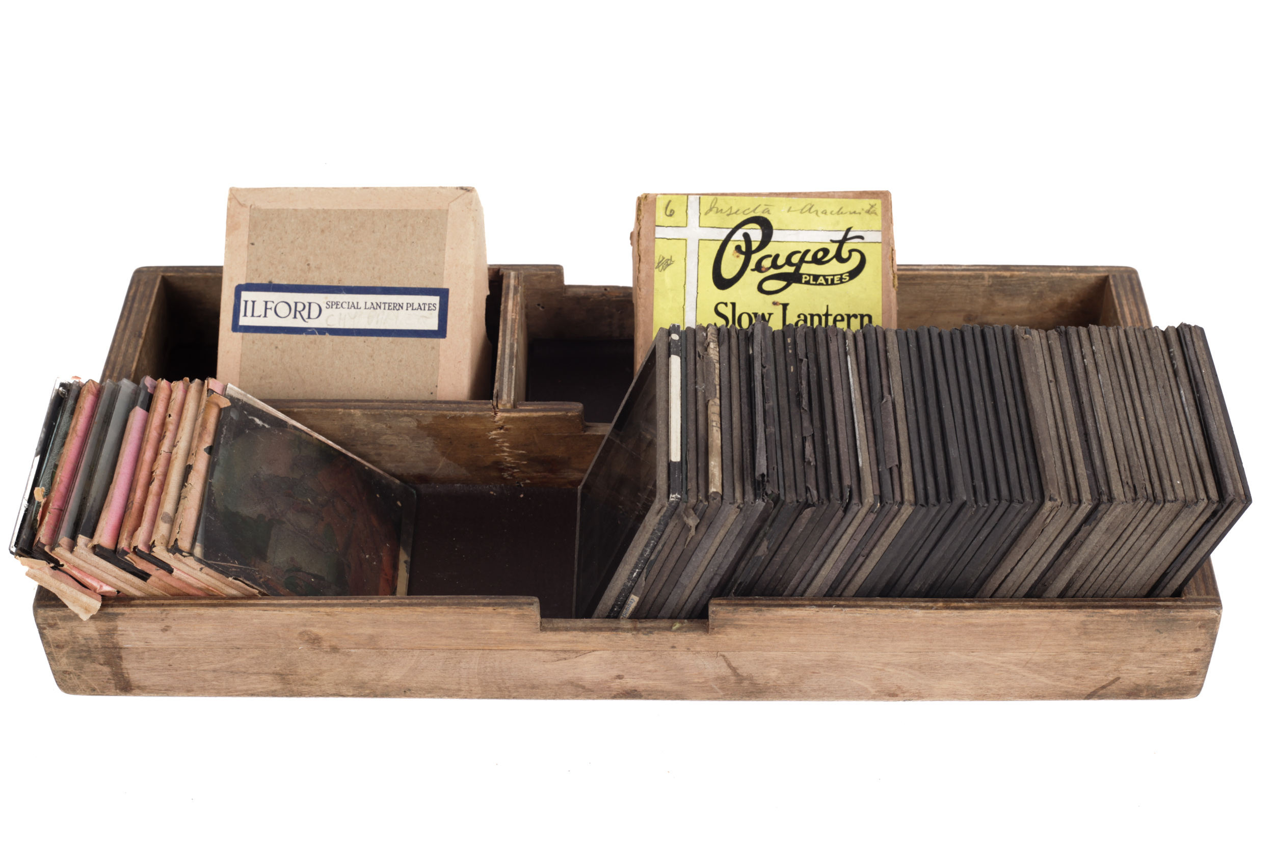 An assortment of magic lantern slides,