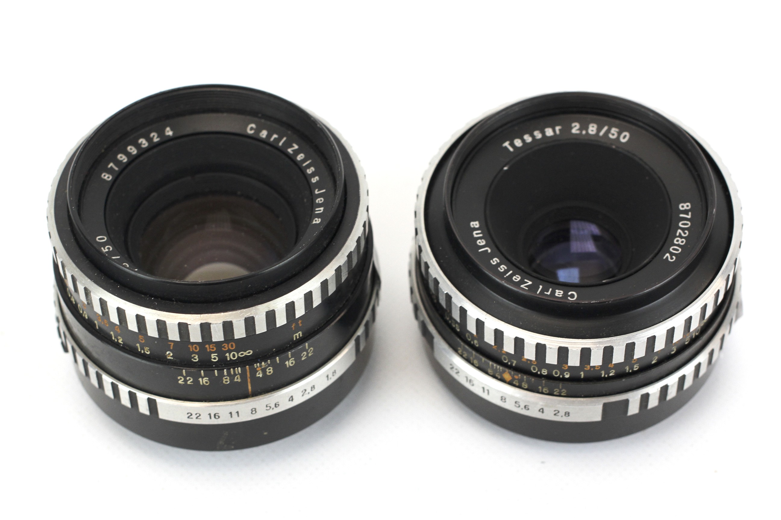 Two M42 mount Carl Zeiss Jena lenses. To include a 50mm f2.8 Tessar lens and a 50mm f1.