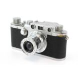 A Leica IIIc 35mm rangefinder camera, 1950, chrome. Serial Number 514874. With a 5cm f3.